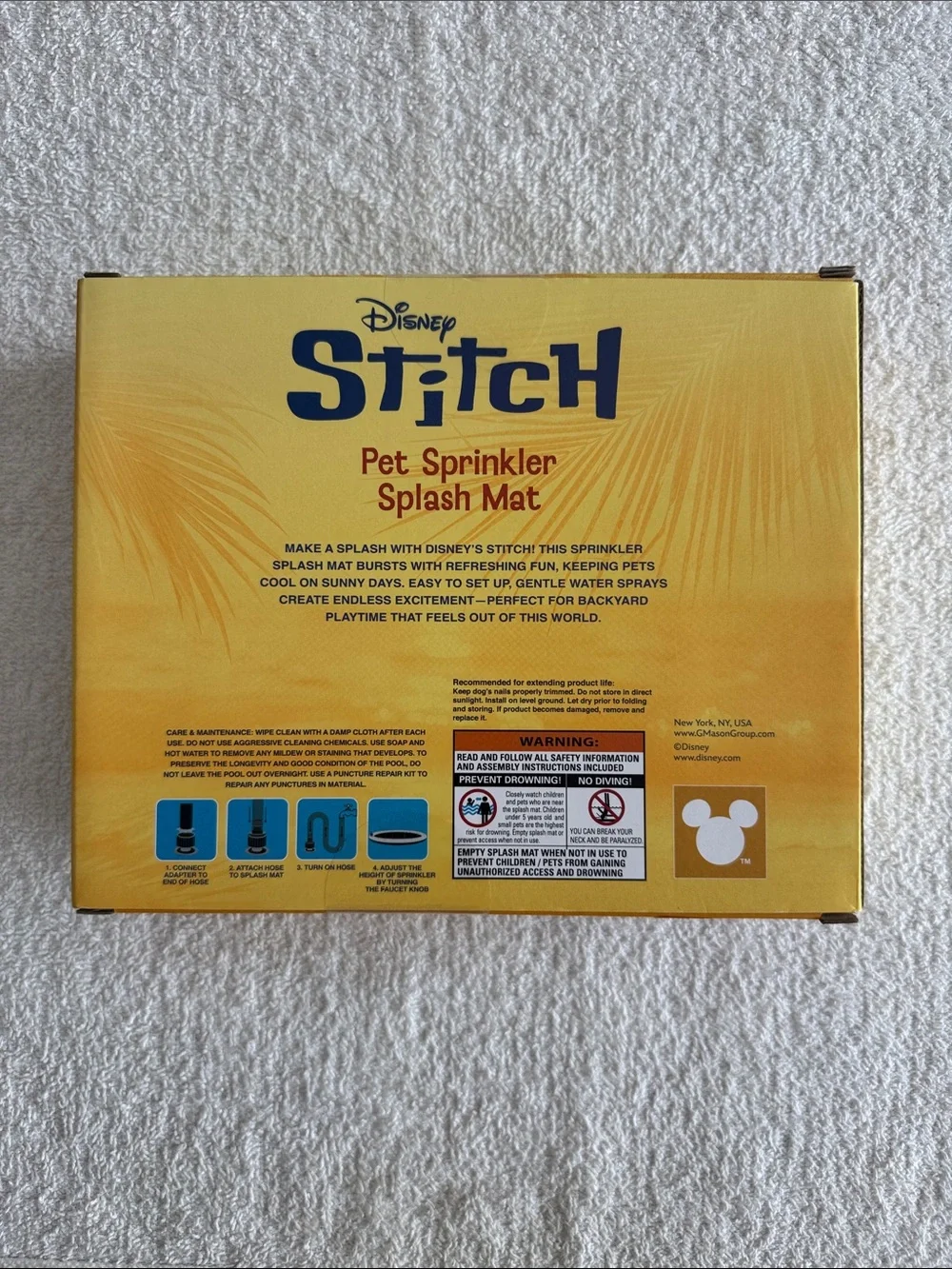 Disney Stitch Pet Sprinkler Splash Mat - Blue and Purple Accents